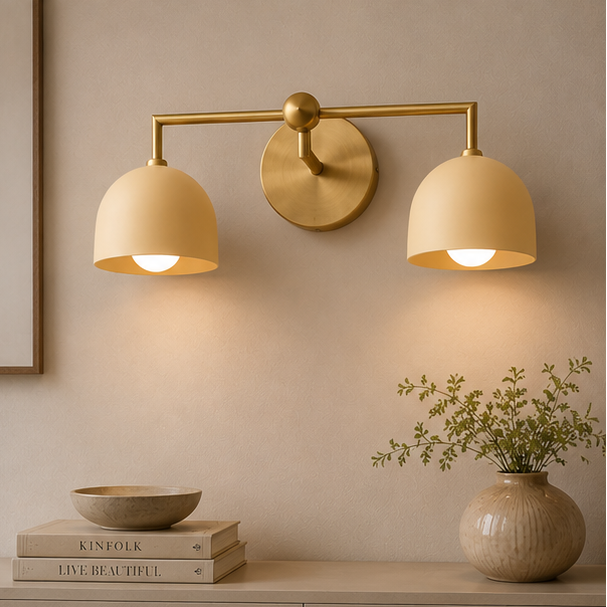 Royelux 3-Light Farmhouse Bathroom Vanity Light, Terracotta & Brass Fixture