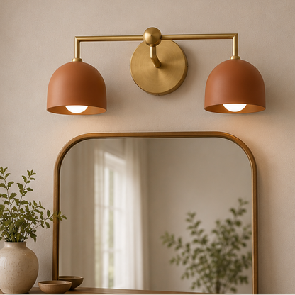 Royelux 3-Light Farmhouse Bathroom Vanity Light, Terracotta & Brass Fixture