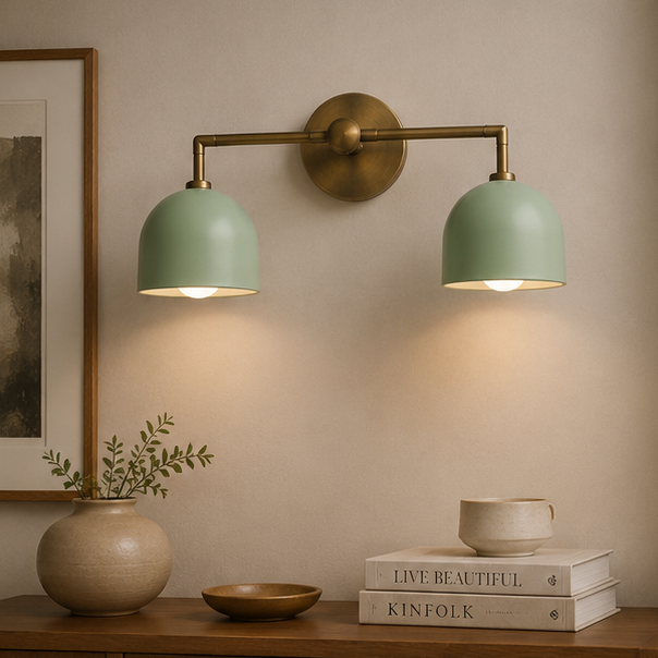 Royelux 3-Light Farmhouse Bathroom Vanity Light, Terracotta & Brass Fixture