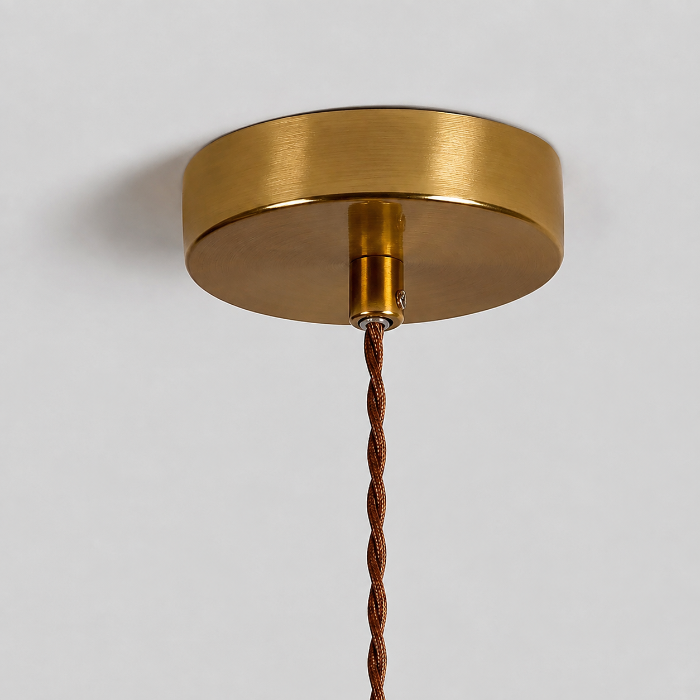 RoyaleGlow Glass Pendant Light with Walnut Wood & Brass for Kitchen Island - Royale Basic