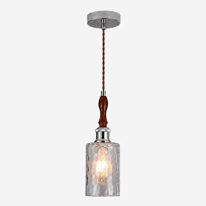 RoyaleGlow Glass Pendant Light with Walnut Wood & Brass for Kitchen Island - Royale Basic
