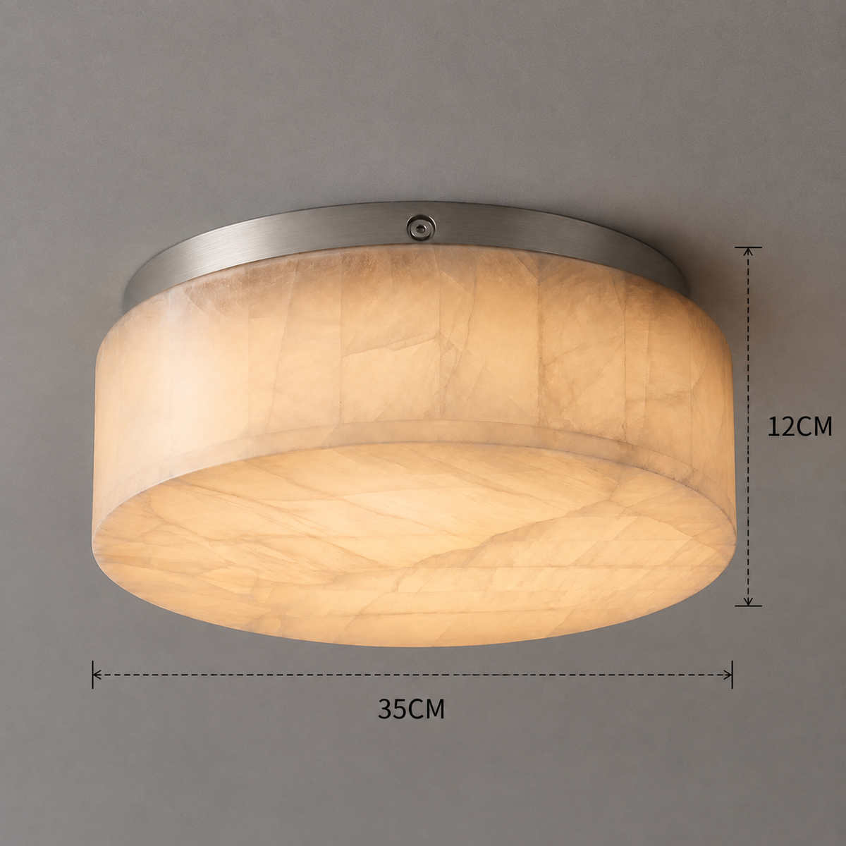 Royelux Alabaster Round Flush Mount Ceiling Light for Elegant Interiors - Royale Basic
