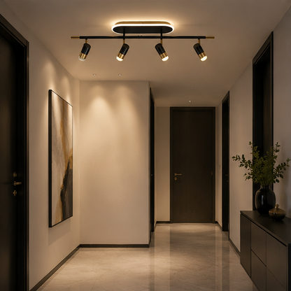 LuxRoyale Modern LED Track Lighting with 4 Adjustable Spotlights & Halo Light
