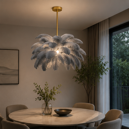 LuxRoyale Ostrich Feather Chandelier Elegant Cloud Pendant Light Warm Cool White LED