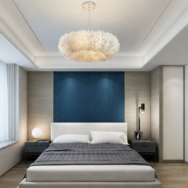 RoyaleGlow Nordic Feather Chandelier Modern LED Pendant Light for Living Room
