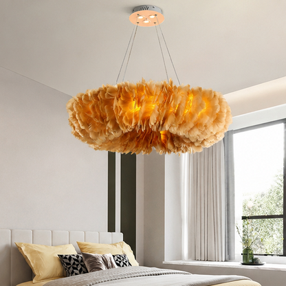 RoyaleGlow Nordic Feather Chandelier Modern LED Pendant Light for Living Room