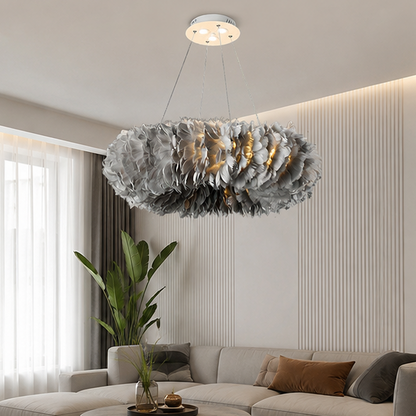 RoyaleGlow Nordic Feather Chandelier Modern LED Pendant Light for Living Room