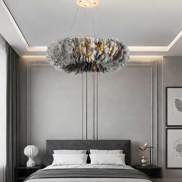 RoyaleGlow Nordic Feather Chandelier Modern LED Pendant Light for Living Room