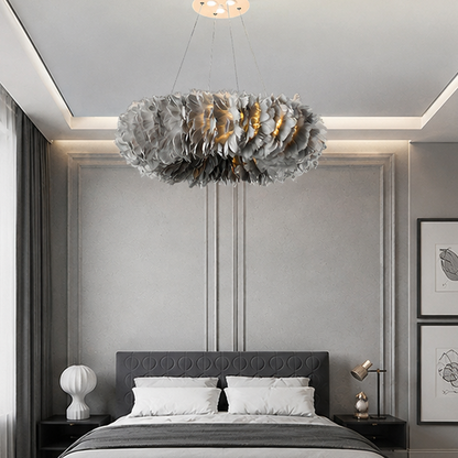 RoyaleGlow Nordic Feather Chandelier Modern LED Pendant Light for Living Room
