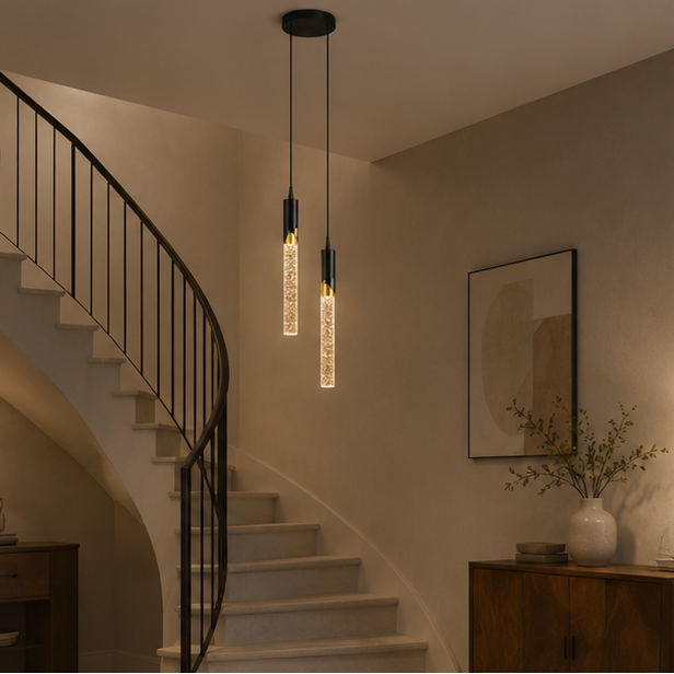 Royelux Modern Gold Crystal LED Pendant Light for Bedside or Island