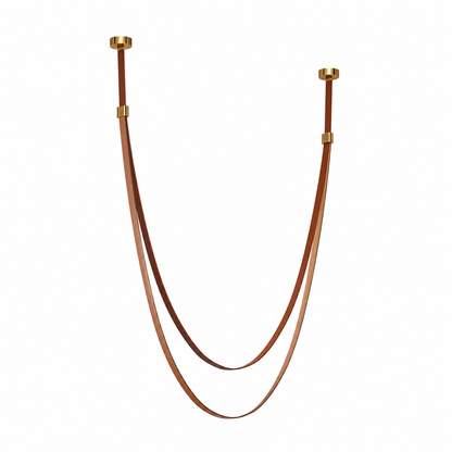 LuxRoyale Modern Leather Strap LED Chandelier - Dimmable Black Gold Chrome Finishes