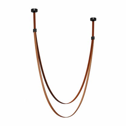 LuxRoyale Modern Leather Strap LED Chandelier - Dimmable Black Gold Chrome Finishes