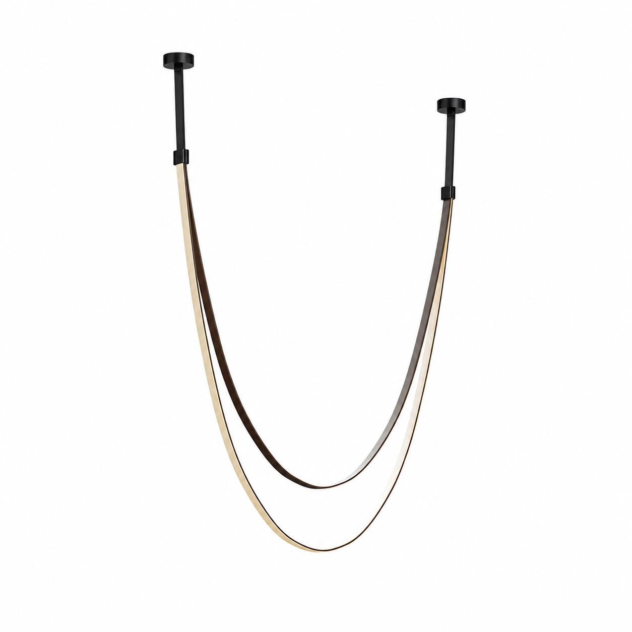 LuxRoyale Modern Leather Strap LED Chandelier - Dimmable Black Gold Chrome Finishes