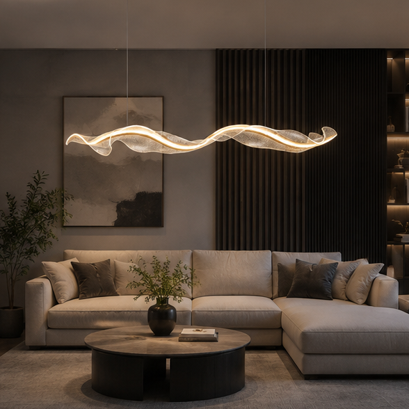 LuxRoyale Modern Wave LED Chandelier for Dining Room & Kitchen Island