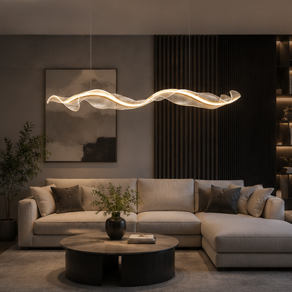 LuxRoyale Modern Wave LED Chandelier for Dining Room & Kitchen Island
