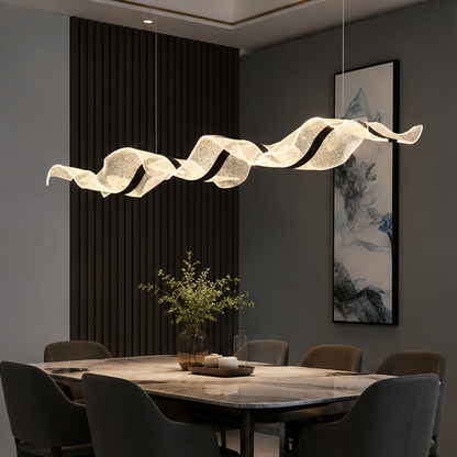 LuxRoyale Modern Wave LED Chandelier for Dining Room & Kitchen Island