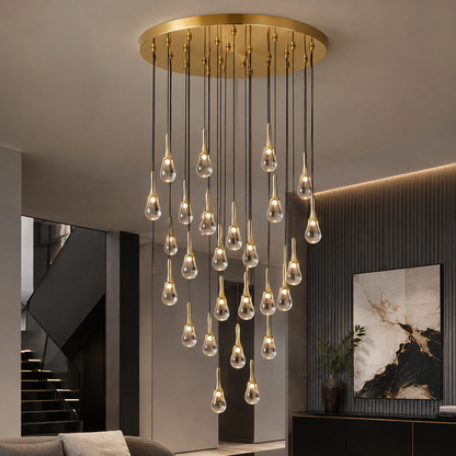 Royelux Artisan Teardrop Chandelier - Modern LED Glass Droplet Ceiling Light