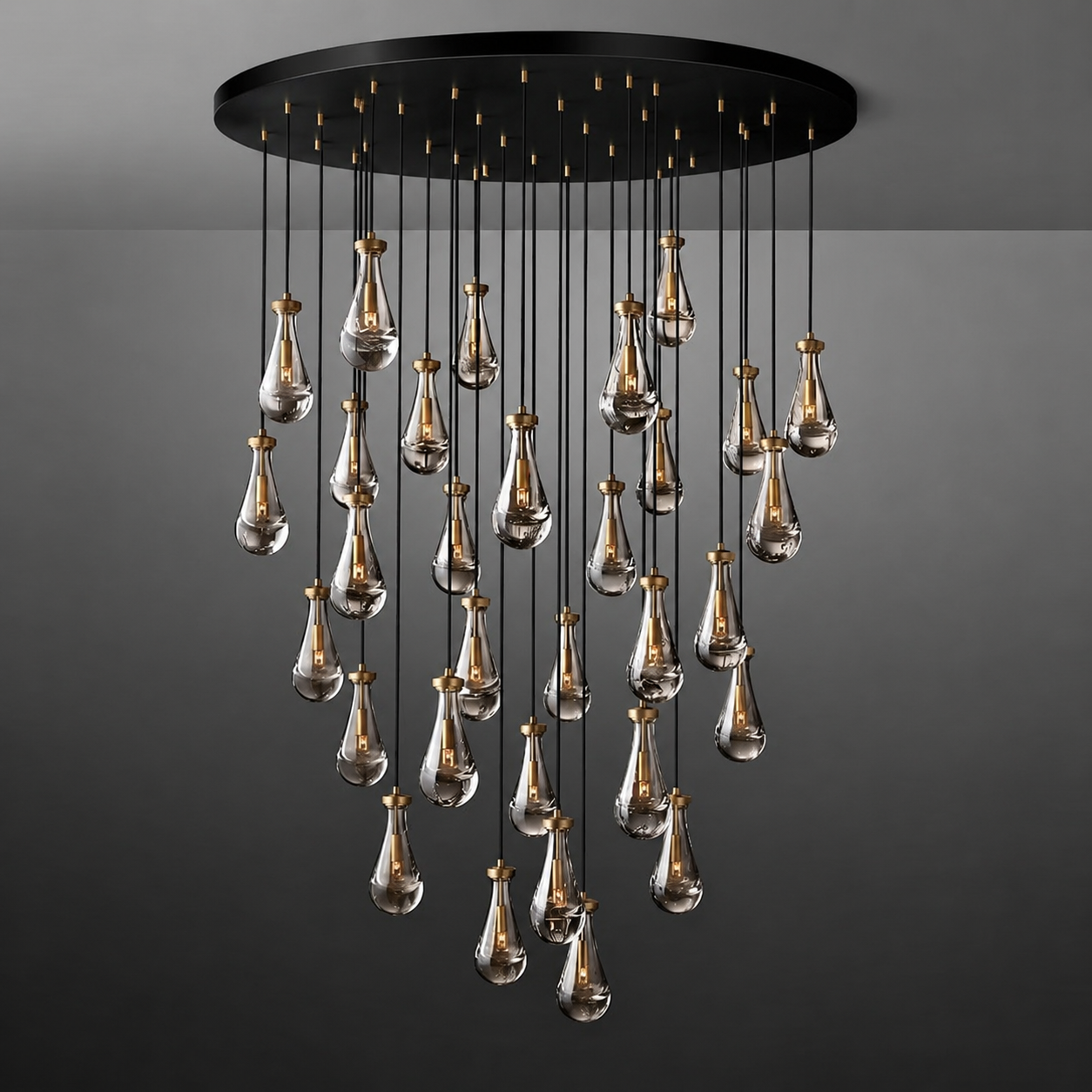 Royelux Artisan Teardrop Chandelier - Modern LED Glass Droplet Ceiling Light