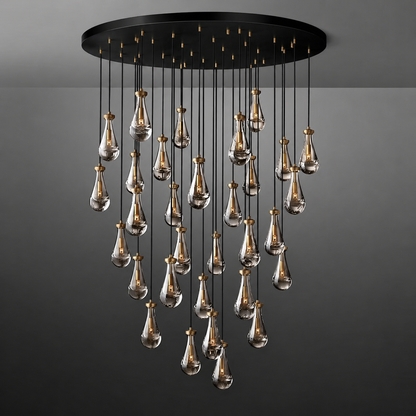 Royelux Artisan Teardrop Chandelier - Modern LED Glass Droplet Ceiling Light
