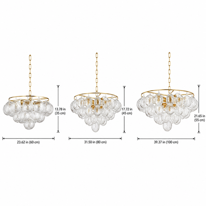 LuxRoyale Glass Bubble Chandelier-Modern Gold Orb Pendant Light Fixture