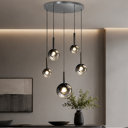 RoyaleGlow Modern Glass Bubble Pendant Chandelier for High Ceilings & Staircases