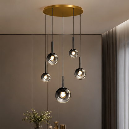 RoyaleGlow Modern Glass Bubble Pendant Chandelier for High Ceilings & Staircases