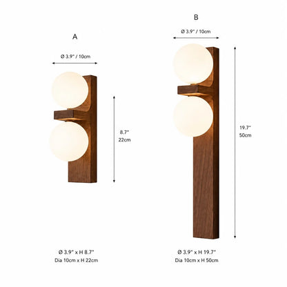 RoyaleGlow Modern Wood Wall Sconce - Dimmable Glass Globe Vanity Light Fixture
