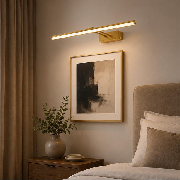 LuxRoyale Premium Brushed Gold Picture Light Rechargeable with Remote