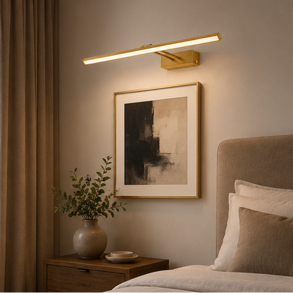 LuxRoyale Premium Brushed Gold Picture Light Rechargeable with Remote