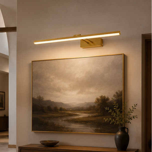 LuxRoyale Premium Brushed Gold Picture Light Rechargeable with Remote