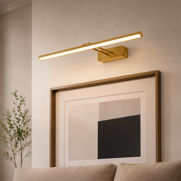 LuxRoyale Premium Brushed Gold Picture Light Rechargeable with Remote