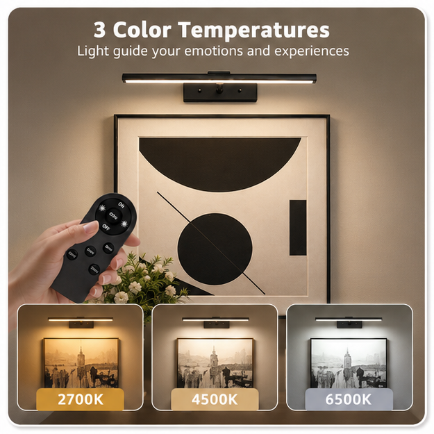 LuxRoyale Premium Brushed Gold Picture Light Rechargeable with Remote