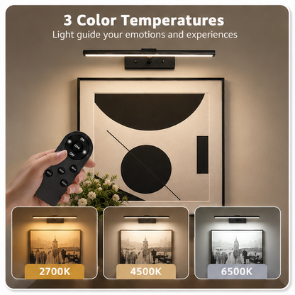 LuxRoyale Premium Brushed Gold Picture Light Rechargeable with Remote