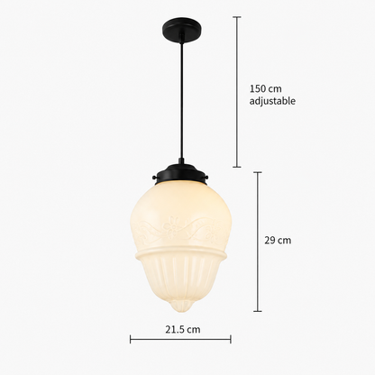 RoyaleGlow Art Deco Frosted Glass Geometric Pendant Light Fixture