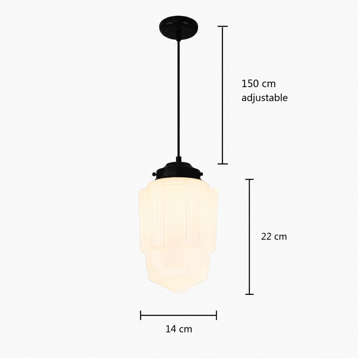 RoyaleGlow Art Deco Frosted Glass Geometric Pendant Light Fixture