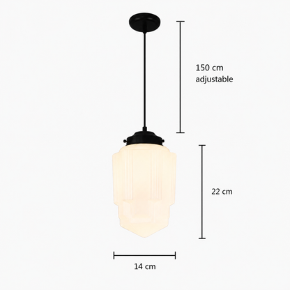RoyaleGlow Art Deco Frosted Glass Geometric Pendant Light Fixture