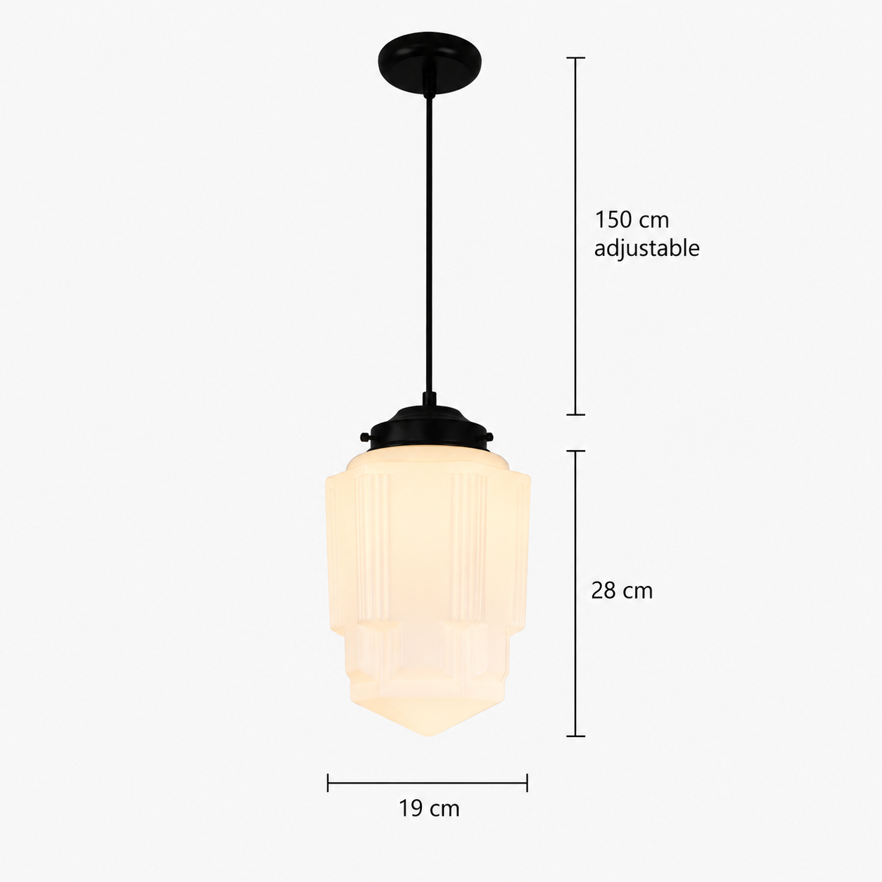 RoyaleGlow Art Deco Frosted Glass Geometric Pendant Light Fixture