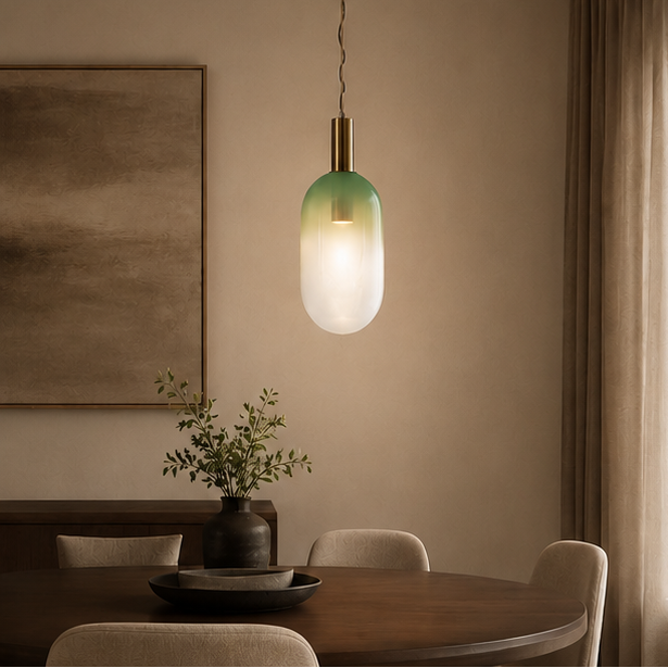 LuxRoyale Modern Blown Glass Pendant Light - Spherical Gold Tinted Hanging Lamp