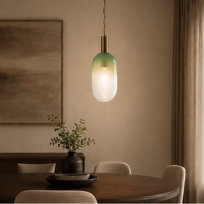 LuxRoyale Modern Blown Glass Pendant Light - Spherical Gold Tinted Hanging Lamp