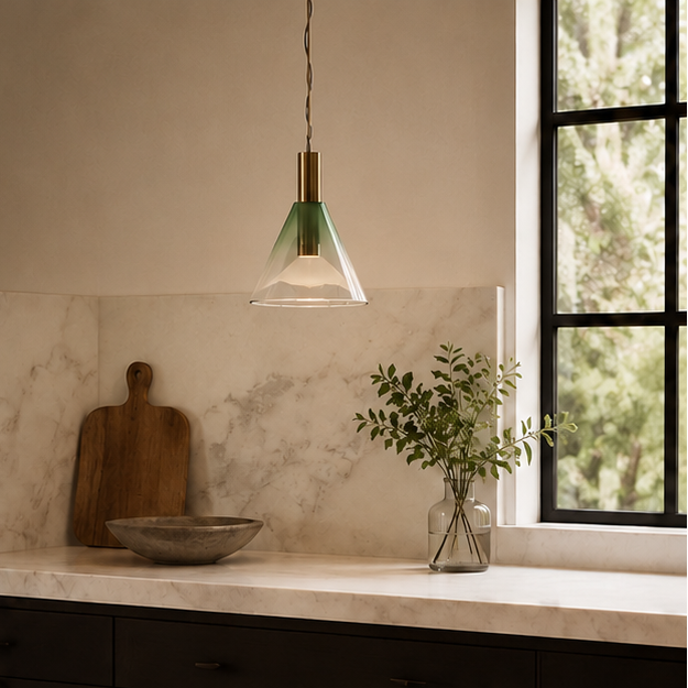 LuxRoyale Modern Blown Glass Pendant Light - Spherical Gold Tinted Hanging Lamp