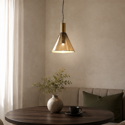 LuxRoyale Modern Blown Glass Pendant Light - Spherical Gold Tinted Hanging Lamp
