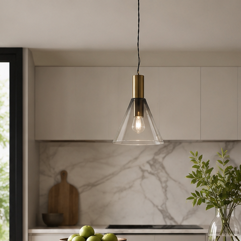 LuxRoyale Modern Blown Glass Pendant Light - Spherical Gold Tinted Hanging Lamp