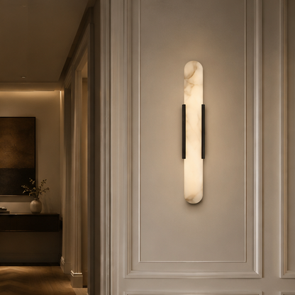 LuxRoyale 28" Elongated Alabaster Wall Sconce - Modern LED Up Down Light