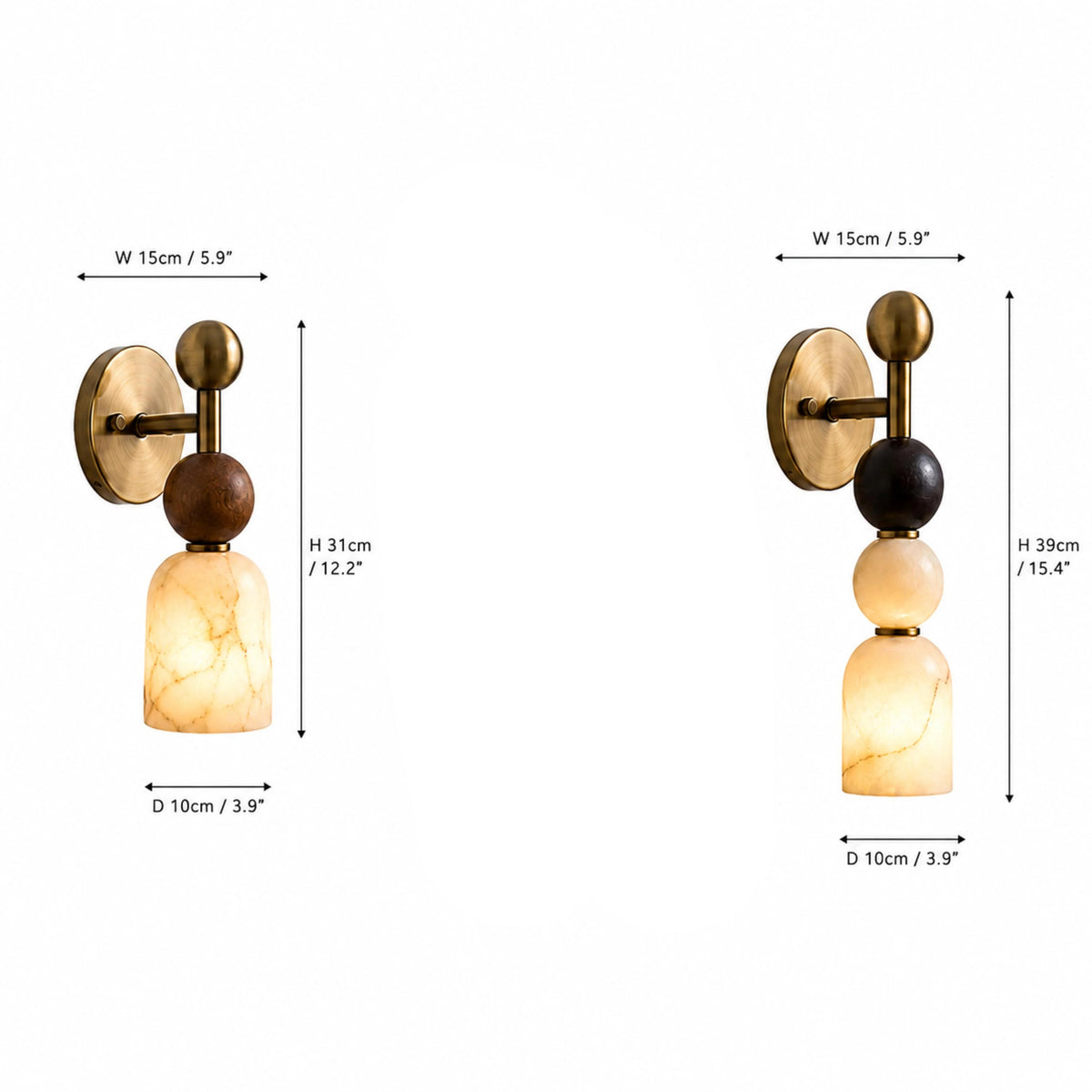 Royelux Genuine Alabaster Wall Sconce With Dark Marble Accent