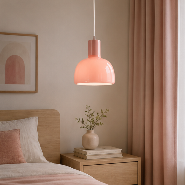 RoyaleGlow Mid-Century Modern Dome Pendant Light - White Multi-Lobe Blown Glass