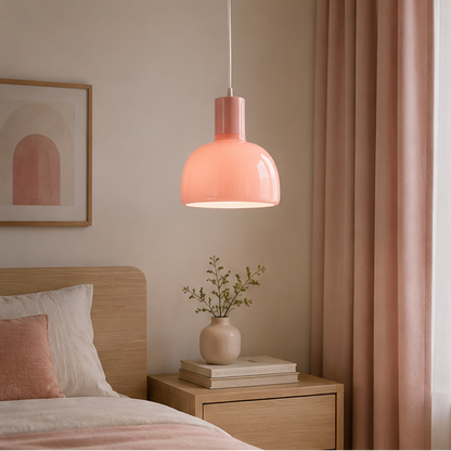 RoyaleGlow Mid-Century Modern Dome Pendant Light - White Multi-Lobe Blown Glass