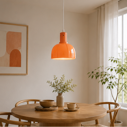 RoyaleGlow Mid-Century Modern Dome Pendant Light - White Multi-Lobe Blown Glass