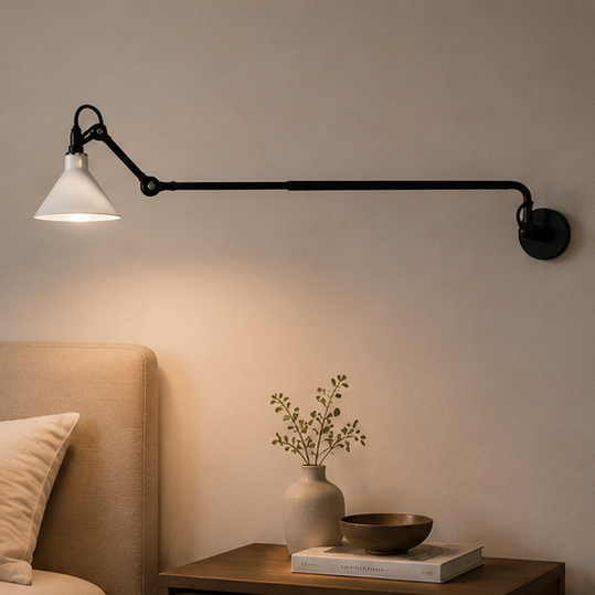 RoyaleGlow Industrial Red Swing Arm Wall Sconce - Adjustable Metal Task Lamp