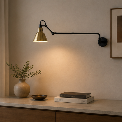 RoyaleGlow Industrial Red Swing Arm Wall Sconce - Adjustable Metal Task Lamp