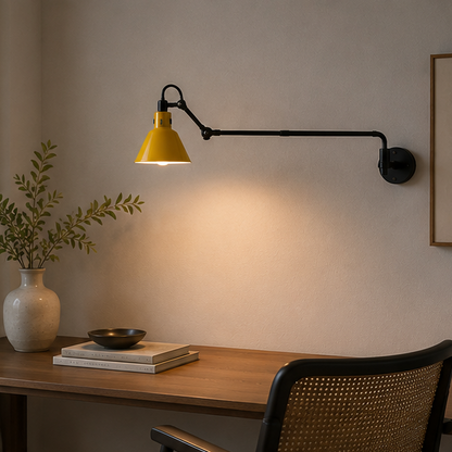 RoyaleGlow Industrial Red Swing Arm Wall Sconce - Adjustable Metal Task Lamp